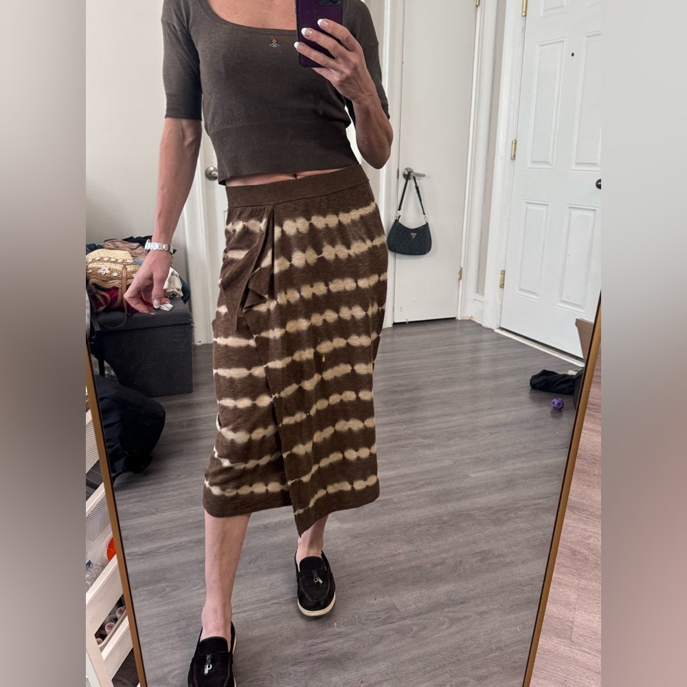 Michael Kors Brown Tie-Dye Knit Midi Skirt, Size XS